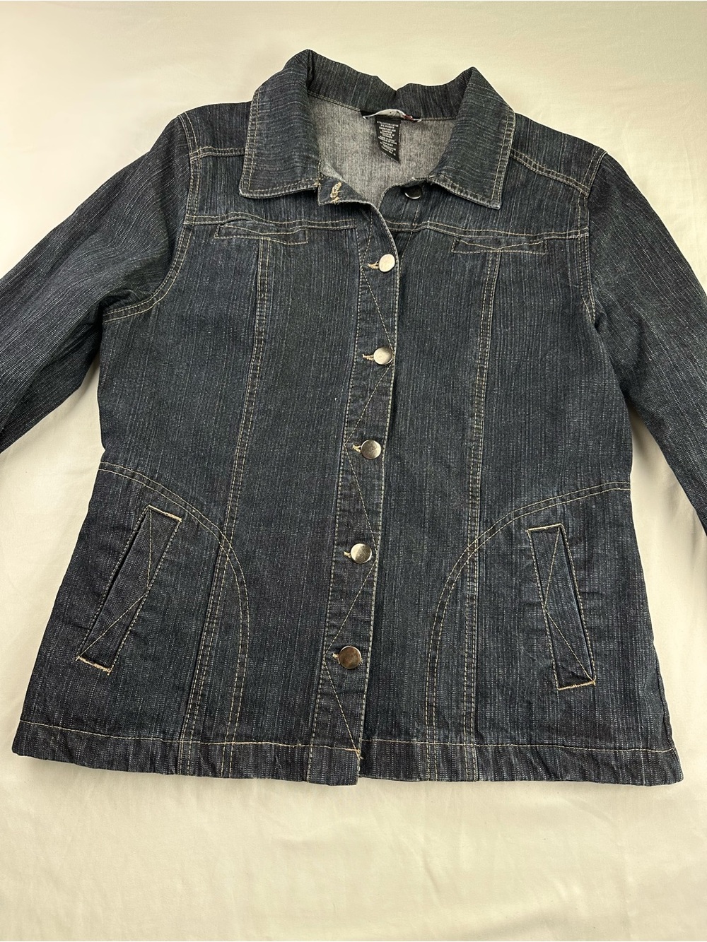 Laura Y2K Dark Wash Denim Jacket | Vintage 90s Grunge Indie Boho Minimal Sz 12